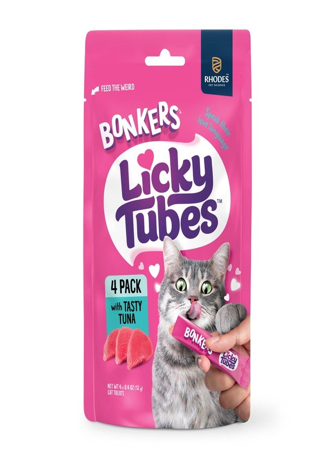 Bonkers Mixx, Wet Lickable Tube Tasty Tuna Flavor Cat Treats, Real Meat Treats, Treats for Training or Food Topper, for All Breeds and Ages (4 Pieces) - Image 1